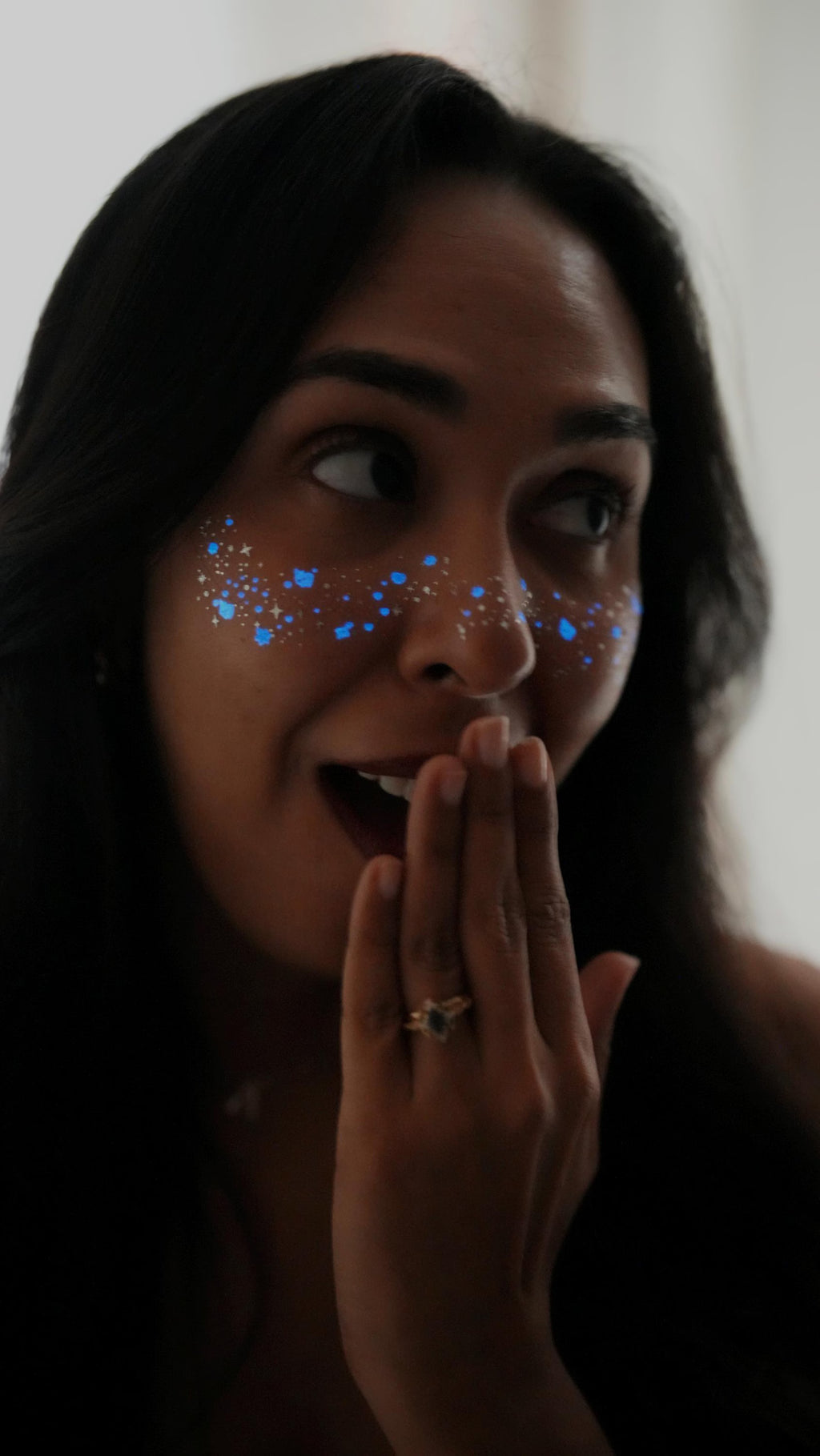 Glow in the Dark Purple Whale Universe Freckles Tattoo
